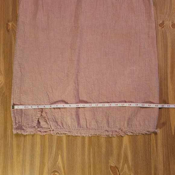 Rowie the Label Fringed Hem Linen Sleeveless V Neck Dress Size Large - Picture 6 of 12